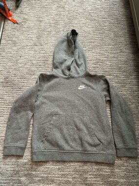 Nike Gray Hooded Sweatshirt with White Swoosh
